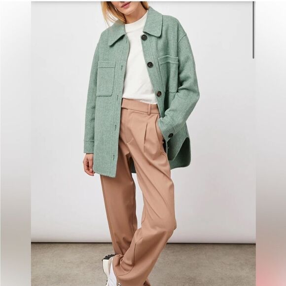 Rails Connie Wool Blend Shirt Jacket Shacket in Kelly Herringbone Size Large NWT - Picture 1 of 16